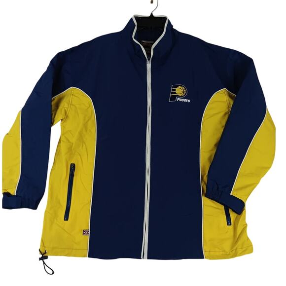 Nutmeg Vintage Indiana Pacers Nylon Jacket Men's XL Yellow/Blue Basketball NBA - Picture 4 of 16